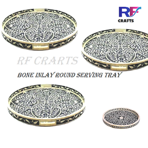 Plateau de service en incrustation de nacre fait main de la meilleure qualité Plateaux en os pour la maison et l'hôtel - Product Image 2