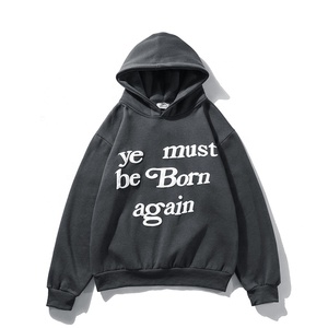 Custom <b>Letter</b> Printed 3D Puff <b>Foam</b> Printing 100% Cotton Fleece Oversized Hooded OEM High Quality Plain Hoodie - Product Image 4