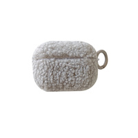 Étui de protection en fausse fourrure pelucheuse avec mousqueton, housse moelleuse en forme de lapin pour Airpods 2