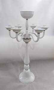 เชิงเทียนทรงสูงสไตล์โมเดิร์นสุดหรู ผลิตจากอะลูมิเนียมเคลือบผงสีขาว สำหรับตกแต่งงานแต่งงาน - Product Image 4