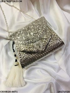 Exclusive Handmade Designer Silver Brass Ladies <b>Clutch</b> Bag Women's <b>Wedding</b> Evening <b>Clutch</b> - Product Image 5