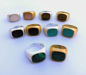 Bagues en pierre précieuse pour hommes, en argent Sterling 925, plaqué or, sur mesure, bon marché, quantité minimale de commande, multiples pierres précieuses, vente en gros - Product Image 1