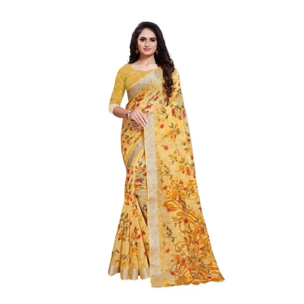 Sari di cotone morbido con stampa floreale più venduti per le donne al miglior prezzo all'ingrosso dal grossista indiano