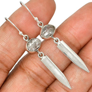 ต่างหูเงินเฮอร์คิเมอร์เงินแท้925มีเอกลักษณ์เครื่องประดับแฟชั่นเงิน - Product Image 1