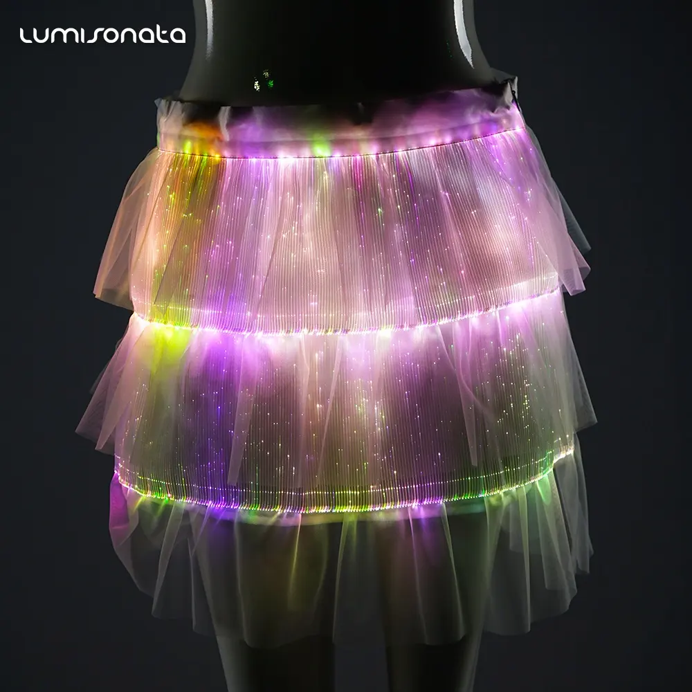 Hot fiber optic clothing luminous lighting sexy short mini skirt models