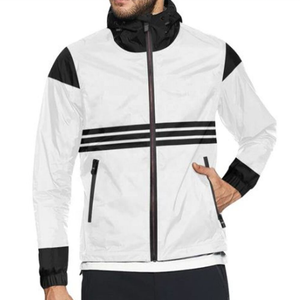 Chaqueta cortavientos resistente al agua para hombre, ligera, negra y blanca - Product Image 1