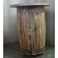 Mesas de Bar Altas de Madera de Mango de Diseño Industrial Urbano Moderno para Exteriores, Hoteles, Apartamentos, para Barriles de Vino y Whisky