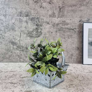 Panier en métal galvanisé avec poignée, mini pot de fleurs rustique pour la décoration de la maison et du jardin, vente en gros - Product Image 2