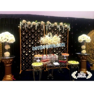 Arabian <b>Wedding</b> Stage Candle Walls Decor <b>Wedding</b> Gold Metal Candle Wall <b>Backdrop</b> <b>Stand</b> Lavish Candle Walls for <b>Wedding</b> and Party - Product Image 1