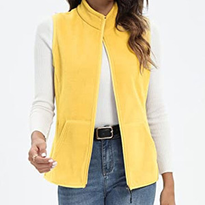 Sweat à capuche court pour femme avec ourlet à bord brut Sweat à capuche sans manches pour femme avec fermeture à glissière avant et poches latérales - Product Image 3