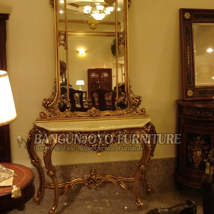 Coiffeuse classique en bois peint à la main, commode de style dessin artistique, meubles de chambre à coucher, sculpté à la main, de luxe en or, BJ AM14