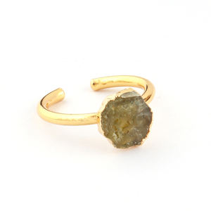 Anillo fino de galvanoplastia ajustable Unisex, peridoto Natural, piedra preciosa áspera, accesorio elegante para fiesta de boda, ventas directas de fábrica - Product Image 1