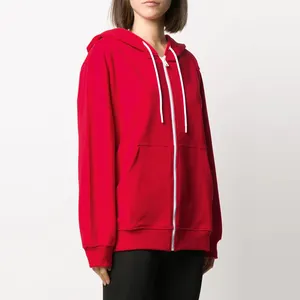Wholesale Good Quality New Design Custom Logo Casual Plain Autumn And Winter Red Color Long Sleeve Women Hoodies