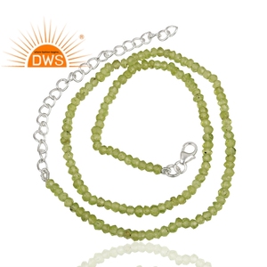 Collier de pierres précieuses perlées en péridot naturel en argent Sterling fin pour femmes bijoux pour femmes cadeau pour elle - Product Image 3