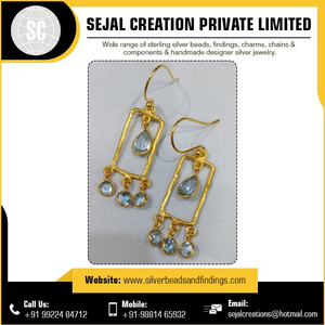 Vintage 925 Sterling Silver Haute Qualité Or Gemme Perle Diamant Or Rose Trendy Drop Design Parties Cadeaux Fiançailles - Product Image 2