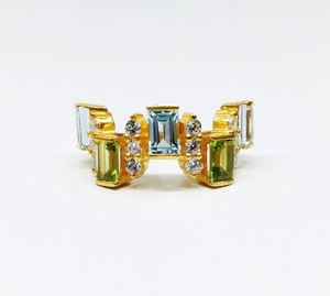 Anillo de Plata de Ley 925 chapado en oro para hombre y mujer, sortija de piedras preciosas multicolor Unisex, personalizada, venta al por mayor - Product Image 1