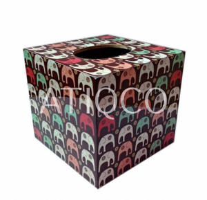Caja de pañuelos de madera, impresiones pintadas, la última y moderna caja de servilletas esmaltada, elegante, superventas, soporte de pañuelos indio lacado - Product Image 3