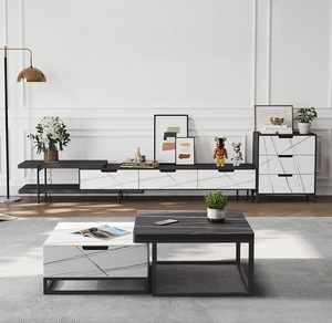 Armoire de salon rectangulaire moderne, en bois, avec cadre en métal, extensible, Console TV, nouveau modèle, - Product Image 3