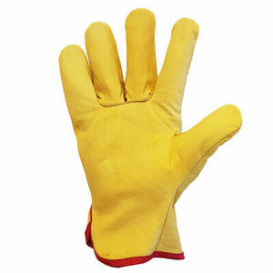 Guantes de seguridad para trabajadores de la construcción amarillos OEM, tamaño XL, impermeables, protectores de manos de cuero para conducir, Impresión de logotipo, soldadura - Product Image 2