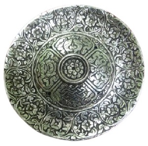 ที่วางธูปอะลูมิเนียมทรงกลมทำมือ พร้อมที่ดักขี้เถ้า สีเงินโบราณ สำหรับธูปหอมและอโรมาเธอราพี - Product Image 6