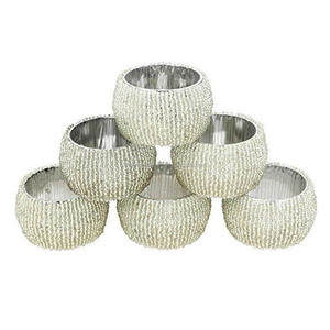 Anillos de Servilleta Hechos a Mano con Cuentas Negras Indias, Forma Redonda, Colores de Cuentas Negras Hechas a Mano, Anillos de Servilleta con Cuentas - Product Image 6