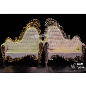 Chaise de mariage italienne en cuir, causeuse pour marié, canapé doré et argenté, vente en gros - Product Image 1