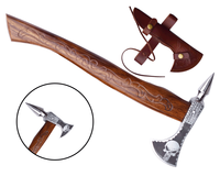 Hache tactique médiévale MDM en acier haute teneur en carbone, manche en bois de rose, hache de combat HC 5160, 17 pouces, style Viking, 800g, idéale pour le camping