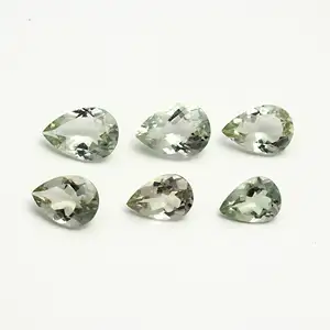 Loose Green Amethyst Pear Shape Crystal Stone February Birthstone Round Cut Faceted Nature Amethyst Gemstone for making Jewelry