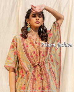 Robe Caftan fleurie du Style occidental, manches courtes, grande taille, imprimé Floral, Style bohème, haute qualité, nouvelle collection - Product Image 3