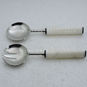 Serveur de salade fait main en acier inoxydable bois et résine pour la vente en gros de vaisselle Serveur de salade cuisine lave-vaisselle articles de cuisine - Product Image 4