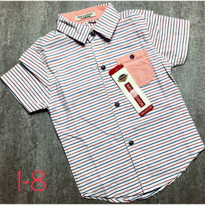 Ensemble deux pièces pour enfants, chemise à rayures, pour garçons, avec boutons de couleur, à manches courtes, nouvelle collection été - Product Image 5