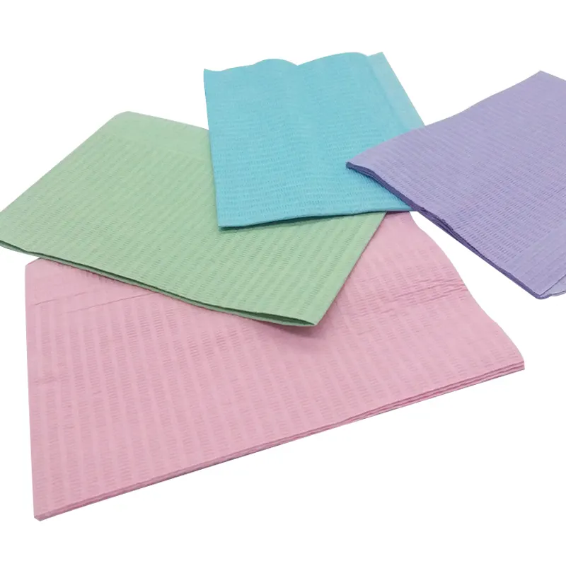Waterproof Colorful Disposable Consumable 3ply Scarf Apron Dental Bibs