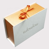 Carpeta de Regalo de Papel Artístico Personalizada, Caja Vacía de Embalaje Blanca Brillante con Lazo
