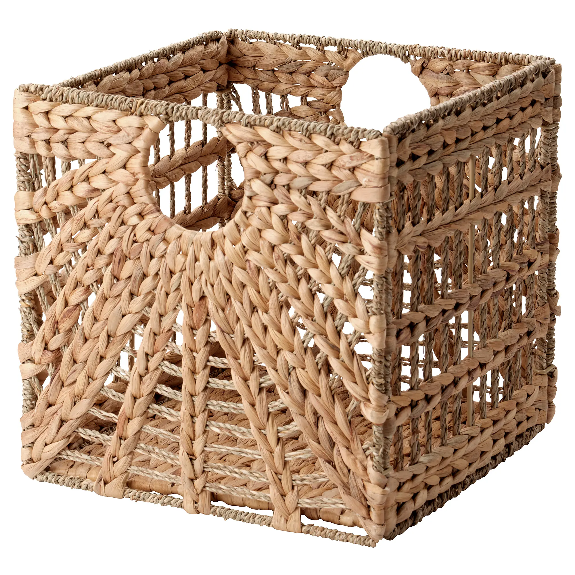 Wholesale Gorgeous Square Water Hyacinth Mix Seagrass Storage Basket Laundry Home Decor