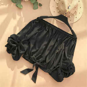 Heliar — chemisier de petite taille pour femme, épaules dénudées, manches bouffantes, haut court, été, 2019 - Product Image 4