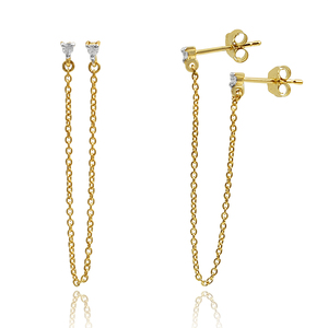 Luxury fine jewelry gold plated <b>earring</b> 925 sterling silver CZ gemstone <b>long</b> chain drop <b>earring</b> wedding party gift <b>earrings</b> - Product Image 3