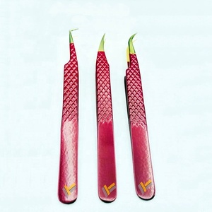 Pince à épiler d'extension de cils en or 24 carats Logo personnalisé de qualité supérieure Acier inoxydable durable Marron Rouge pointu Personnalisé - Product Image 1