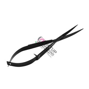 Tijera profesional de resorte de Plasma negro para cejas, instrumento de belleza de logotipo personalizado de Color plata y acero inoxidable - Product Image 1