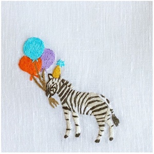 Embroidery Zebra <b>Balloons</b> Fold Cocktail Napkin Luxury Linen Hemstitch Beverage Napkin Handmade Durable Reusable Bar Home - Product Image 2