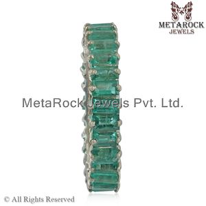 Balancier naturel pour bracelet en forme de Baguette, bijou à empiler soi-même, pierres précieuses émeraude, en or jaune 14k, vente en gros - Product Image 3