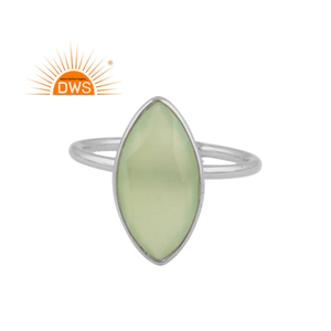 925 Fine Sterling Silver Natural Prehnite Chalcedony Gemstone Marquise Design Stackable Ring Jewelry for Women Gift for Her - Product Image 1