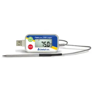 Large Easy Read LCD display FlashLink Reusable DELTATRAK USB Data Logger with External Probe for Produce, Prepared Foods