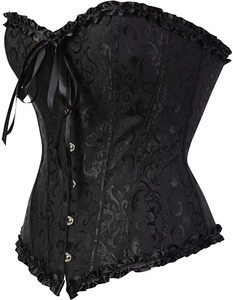 Wonder Beauty Sexy Lingerie Bustier Sequin <b>Black</b> <b>Corset</b> Steampunk Overbust Lace up <b>Corset</b> - Product Image 2