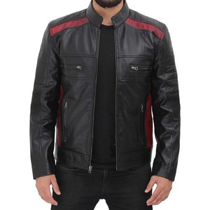 <b>Men</b> Black Motorcycle Slim Fit Real <b>Leather</b> <b>Jacket</b> in Pakistan - Product Image 1