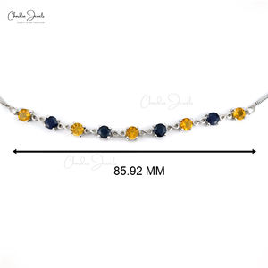 Bracelet de tennis en argent sterling 925 pour femmes et filles Citrine en saphir naturel réglable - Product Image 3