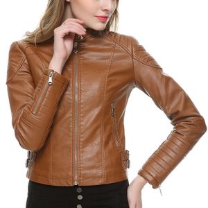 Chaqueta de motorista Unisex, abrigo de cuero marrón fox de alta calidad, con cremallera, disponible en todos los colores de cuero, hecho en paquistaní - Product Image 2