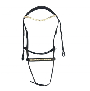Brida de Doma Anatómica para Caballo, de Cuero Premium, con Diadema en Forma de U y Cintas de Nariz con Cristales, Equipo Ecuestre - Product Image 1