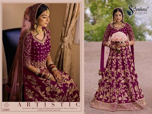 Lehenga Choli-tela de terciopelo para novia, tejido especial 9000 con bordado y trabajo de piedra, con blusa y red, fabricación dupatta Surat - Product Image 4
