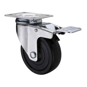 Ready to Ship <strong>3</strong> Inch Light Duty Black Manufacture <strong>Rubber</strong> <strong>Wheels</strong> Small Size FIXED Cart Castors - Product Image 4
