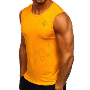 Best Quality Yellow <b>Stretchy</b> Lightweight Tank Top for <b>Men</b> Custom Logo Sleeveless Gym Shirt Casual Wear Tank Tops on Best Sale - Product Image 3